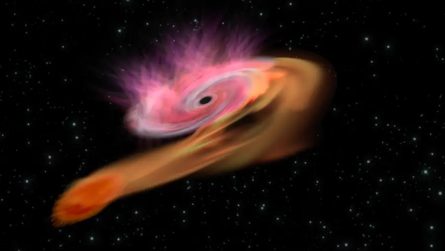 Drawing of a star propelling a jet of radiation energy.