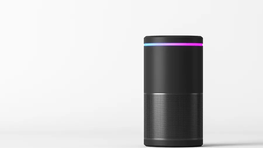 A black smart speaker