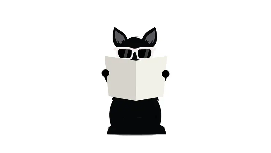 Scotty hiding behind a paper and sunglasses